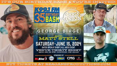 Win Tickets To The K99.1FM 35th Birthday Bash With Chris Janson, George Birge, and Matt Stell